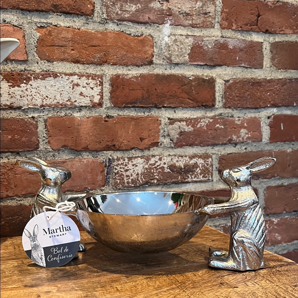 Martha Stewart Silver Bowl with Rabbit Accents